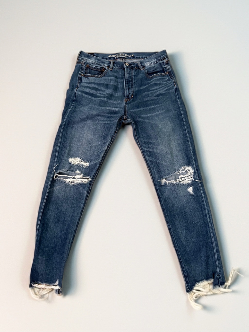 American Eagle Outfitters Women's Ripped High Rise Jeans - Blue